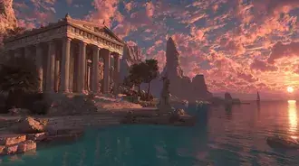 ruines d'un grand temple grec classique sur la cote d'azur telechargement
