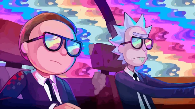 Run the Jewels Rick Sanchez Morty Smith y gafas 8K fondo de pantalla