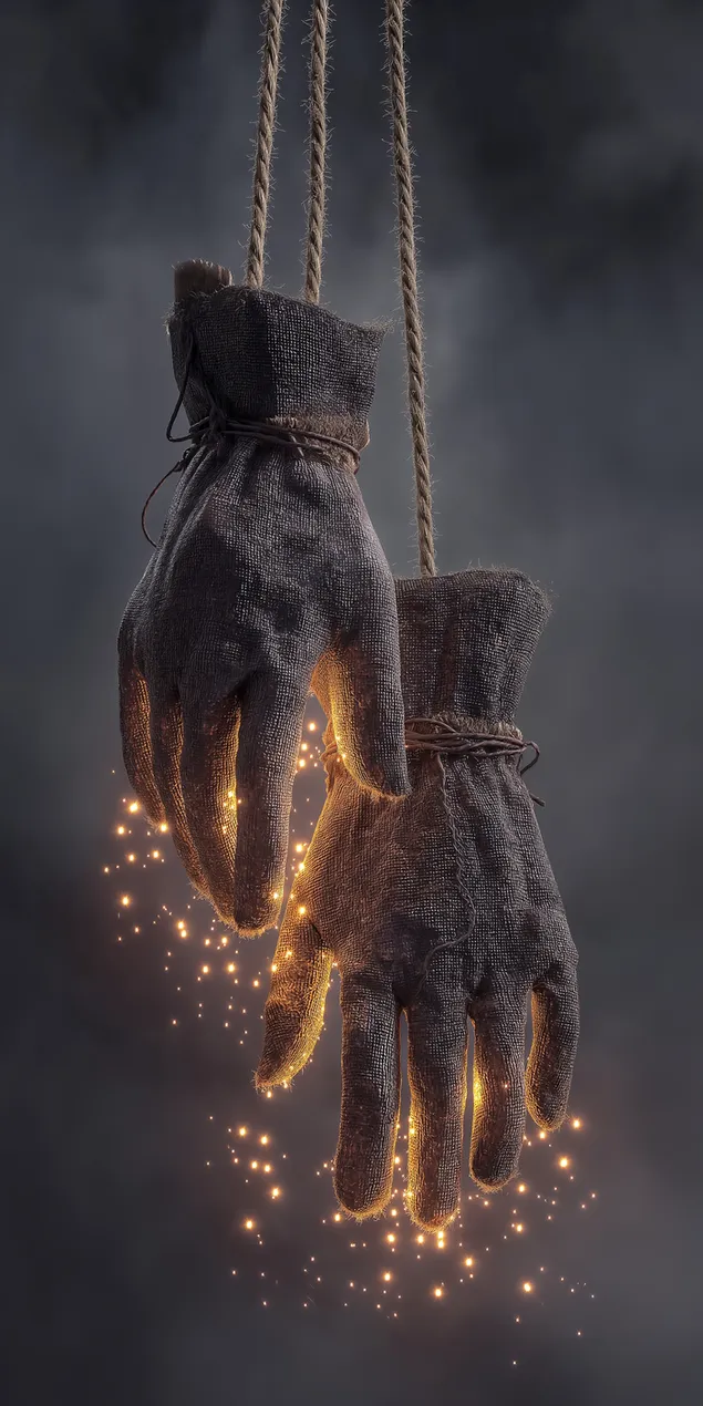 rustikaalsed maagilised kindad, mis ripuvad ohus ja kiirgavad kuldseid sademeid allalaadimine