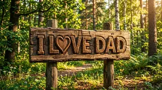 rustic wooden sign displays i love dad outdoors