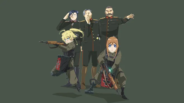 Saga of Tanya The Evil - Tanya Degurechaff,Viktoriya Ivanovna Serebryakova,Hans von Zettour,Erich von Rerugen,Kurt von Rudersdorf 4K kertas dinding