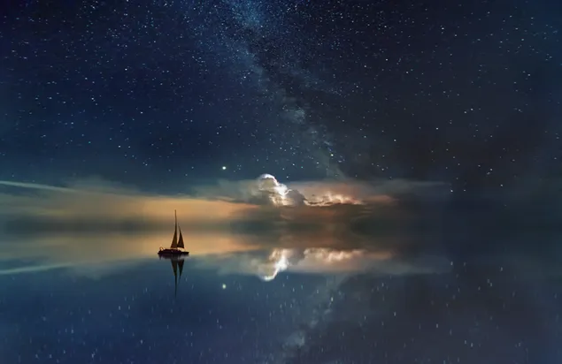 sailboat floating in space