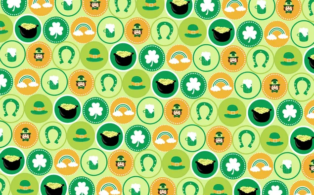 Hari Saint Patrick, wallpaper pola hijau dan oranye