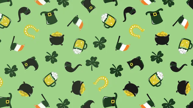Ikon Hari Saint Patrick Daun semanggi, Bir, latar belakang Boots 4K wallpaper