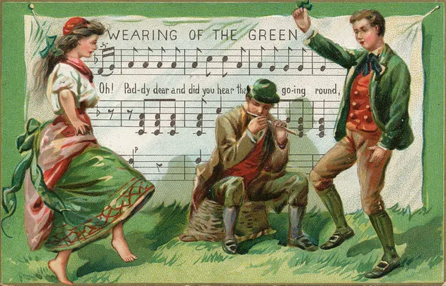 Saint Patrick's day in die agtergrond vergesel van bladmusiek aflaai