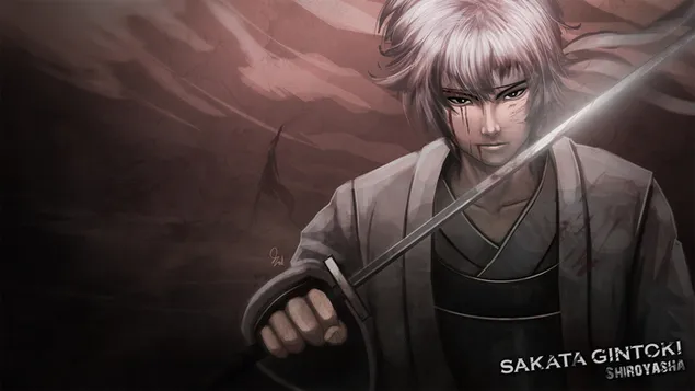Sakata Gintoki 4K ekrano užsklanda
