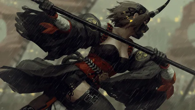 Taustpilt Samurai tüdruku maski sõdalane 4K