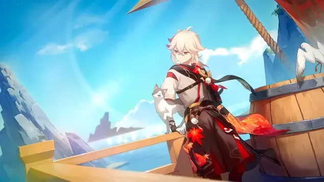 Samurai 'Kaedehara Kazuha' (Fanart) - Genshin Impact (Videojuego de anime) 4K fondo de pantalla