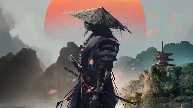 Samurai Warrior-zonsondergang download