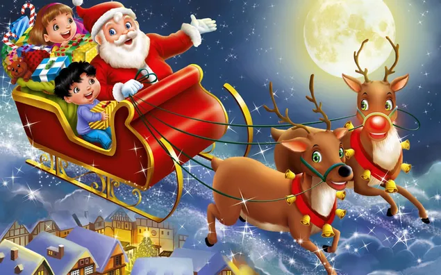 Santa and Childrens HD wallpaper