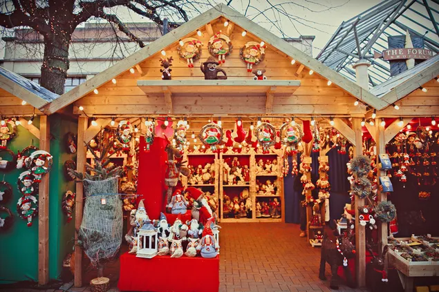 サンタクロースのクリスマスストア 4K 壁紙