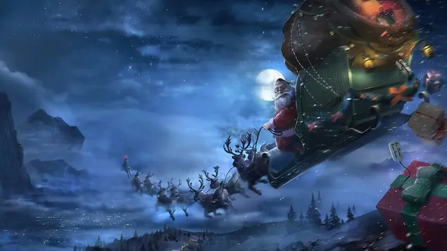 Santa Claus Reindeer Sleigh Christmas Gift download