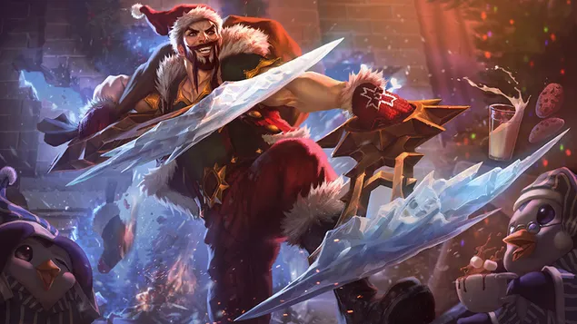 Santa 'Draven' Splash Art - League of Legends (LOL) 4K muurpapier
