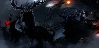 santa i raindeer s krasnymi glazami v temnuyu noch' skachat'