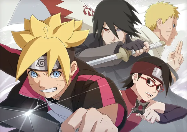 Sarada Uchiha, Sasuke Uchiha y Naruto Boruto HD descargar