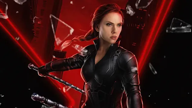 Scarlett Johansson si e veja e zezë me Barton 4K sfond
