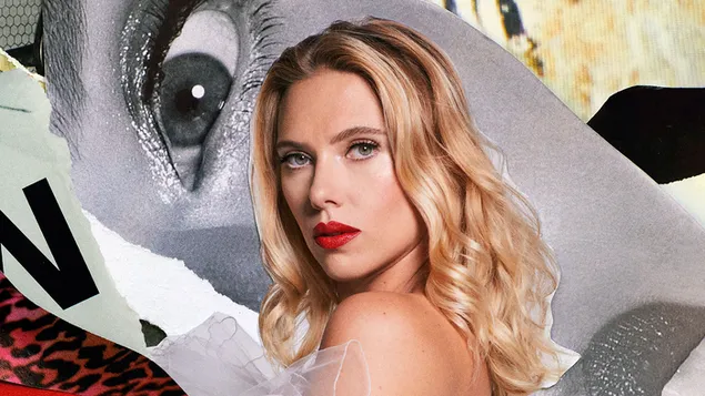 Scarlett johansson voor haar eigen zwart-witfoto download