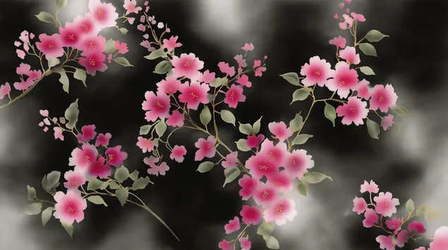 Scattered Blossoms on Abstract Textured Ground 2K wallpaper