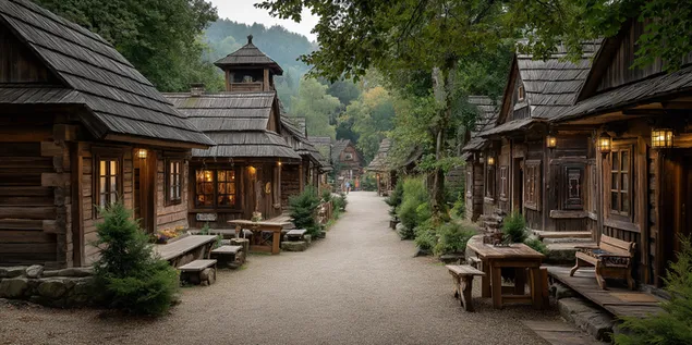 malebna stezka okouzlujici drevenou vesnici stahnout