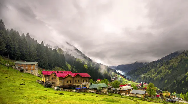 Malerischer Blick auf das Dorf Rize HD Hintergrundbild