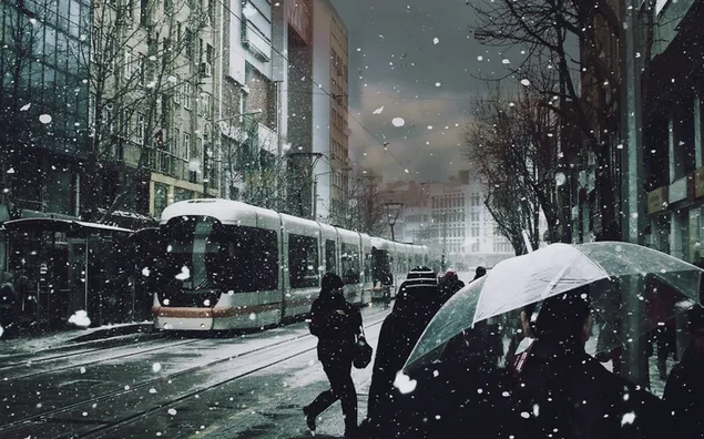 Schneefall in der Stadt