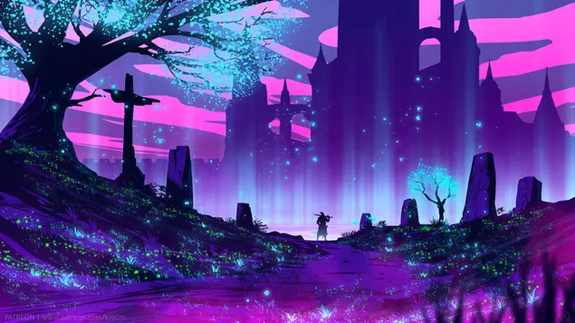 Schöne Fantasy-Nachtlandschaft