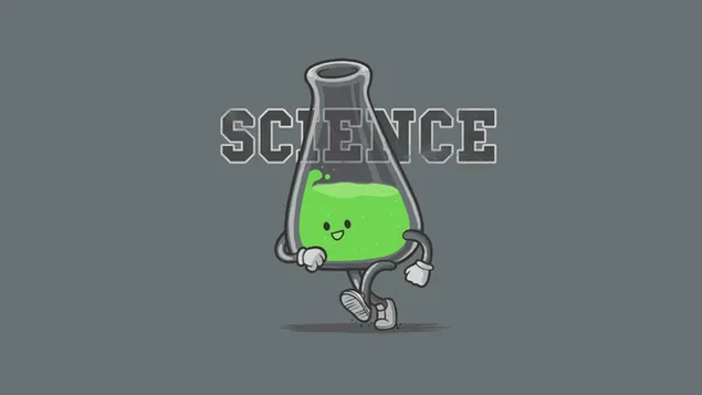 Ilustración de ciencia, humor, fondo simple.