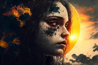 scifi art anime girk face, without love skachat'