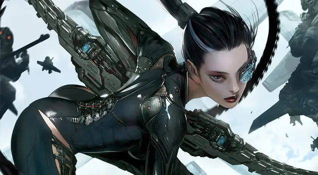 Páipéar balla Scifi Cailín Assassin4K