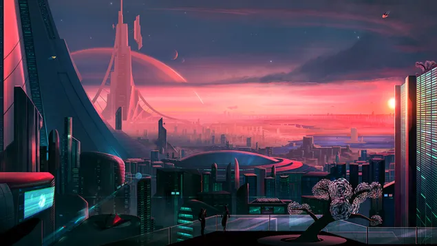 Hình nền Phong cảnh thành phố khoa học viễn tưởng 4K