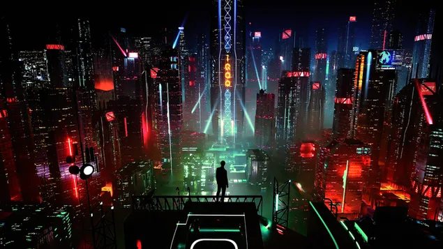 Hình nền Thành phố đêm khoa học viễn tưởng 4K