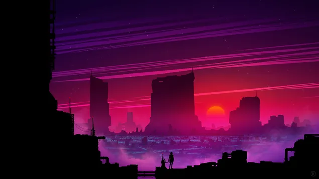 Scifi Scenery Sunset 8K wallpaper