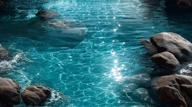 Pemandangan Atas Lancar Air Laut yang Jelas 2K kertas dinding