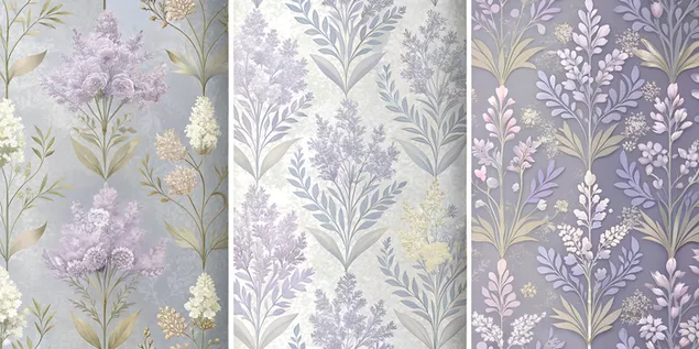 הרמוניה שלווה של לבנדר רך, אפור צפחה וכסף לחזות פרחונית אלגנטית ומרגיעה 4K טפט
