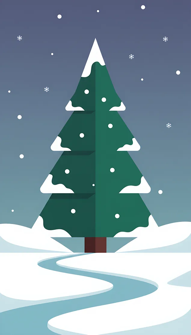 mirna zimska staza s bozicnom jelkom preuzmi