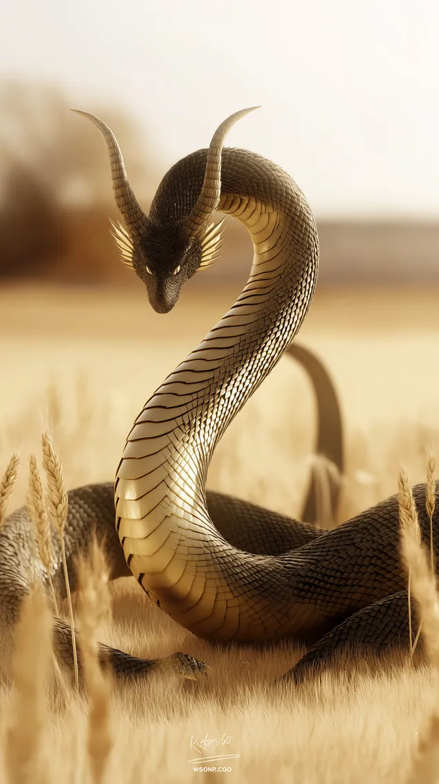 slang draakwese in veld met horings en skubbe aflaai