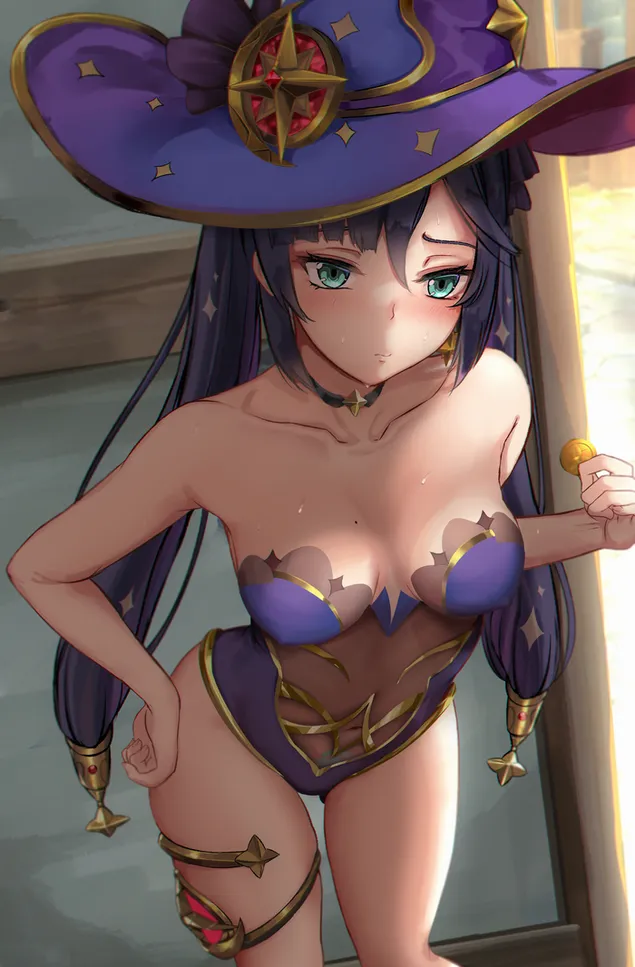 Sexig heta Mona (Ganshin Impact) 4K bakgrund