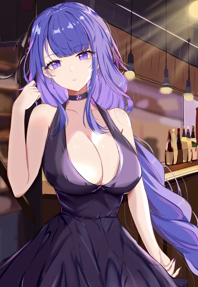 性感Raiden Shogun 火辣连衣裙| 甘信冲击 2K 壁纸