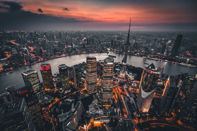 Apus de soare din Shanghai 4K imagine de fundal