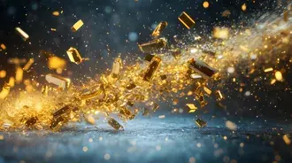 Shattered Glass and Liquid Gold in Motion 4K wallpaper