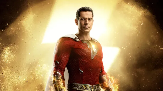 Shazam iš Shazam! Dievų įniršio plakatas 4K ekrano užsklanda