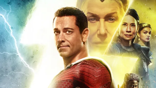 Shazam! Filmo dievų pyktis plakatas 4K ekrano užsklanda