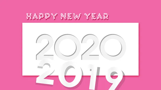 Shifting to year 2020 with pink and white background  4K wallpaper
