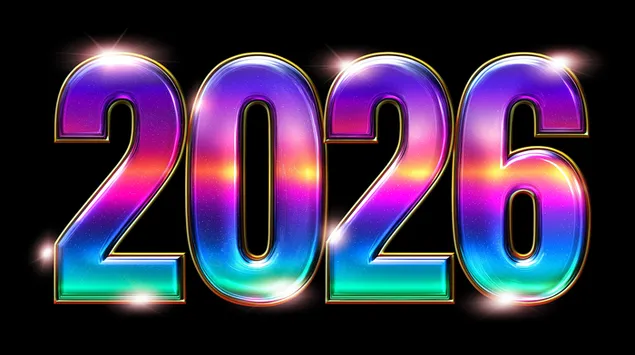 muat turun berkilauan 2026: teks bercahaya dengan kesan reflektif