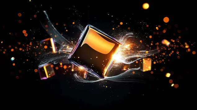 schimmernder abstrakter wurfel mit goldenem glanz herunterladen