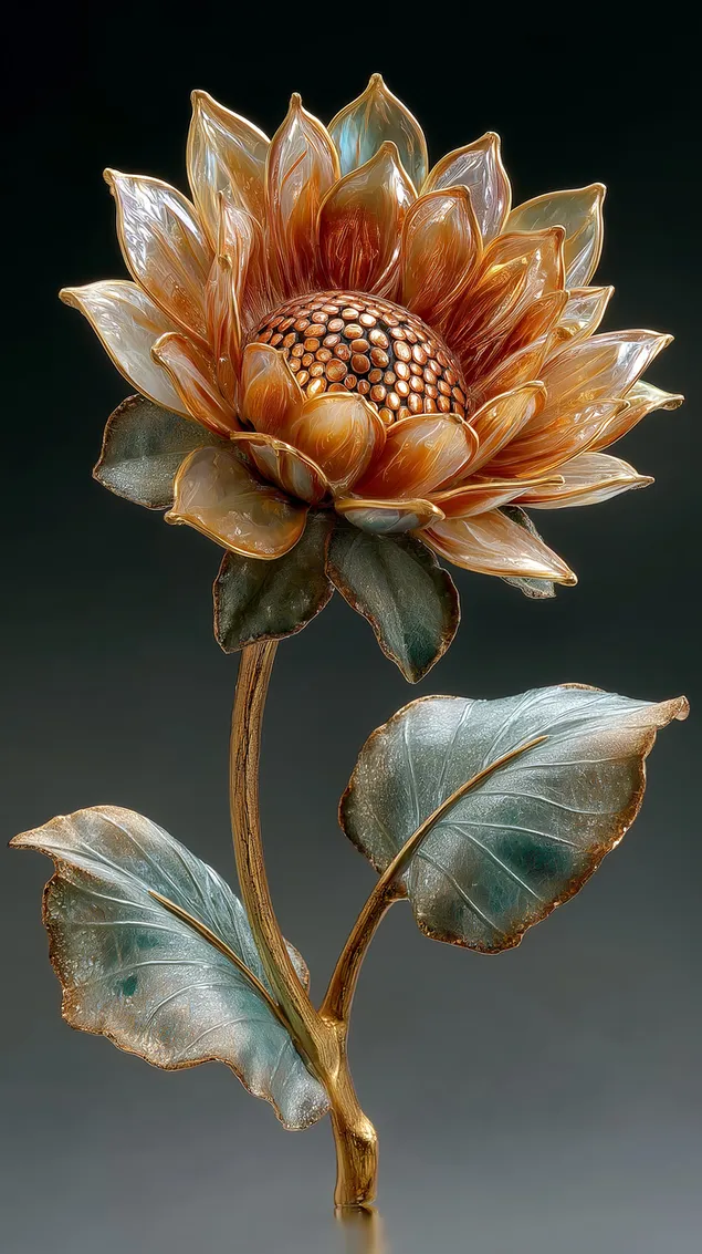 Scultura di fiori laccati scintillanti con accenti dorati, elegante HD sfondo