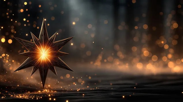 Sjajna zvijezda na tamnoj apstraktnoj pozadini 2K pozadina