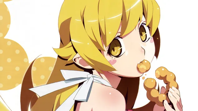 Shinobu Oshino äter 4K bakgrund