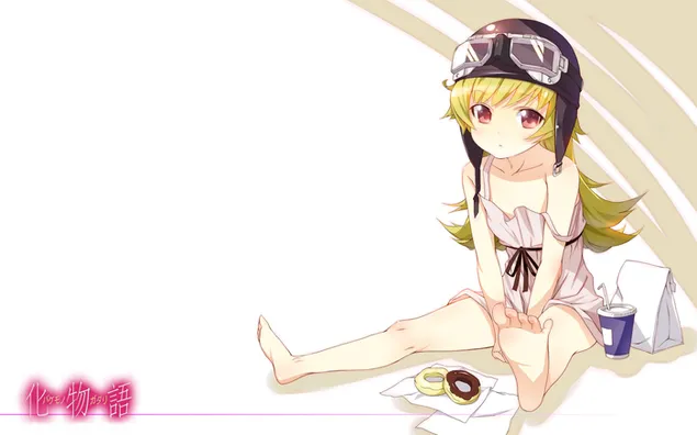 Taustpilt Shinobu Oshino istumine – Monogatari sari HD