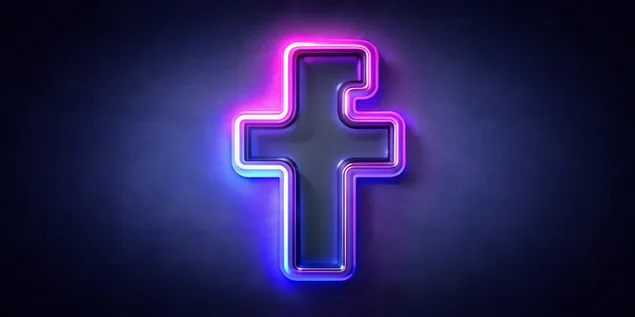 Bord de línia de neó brillant amb logotip de Facebook sobre fons degradat fosc 4K fons de pantalla